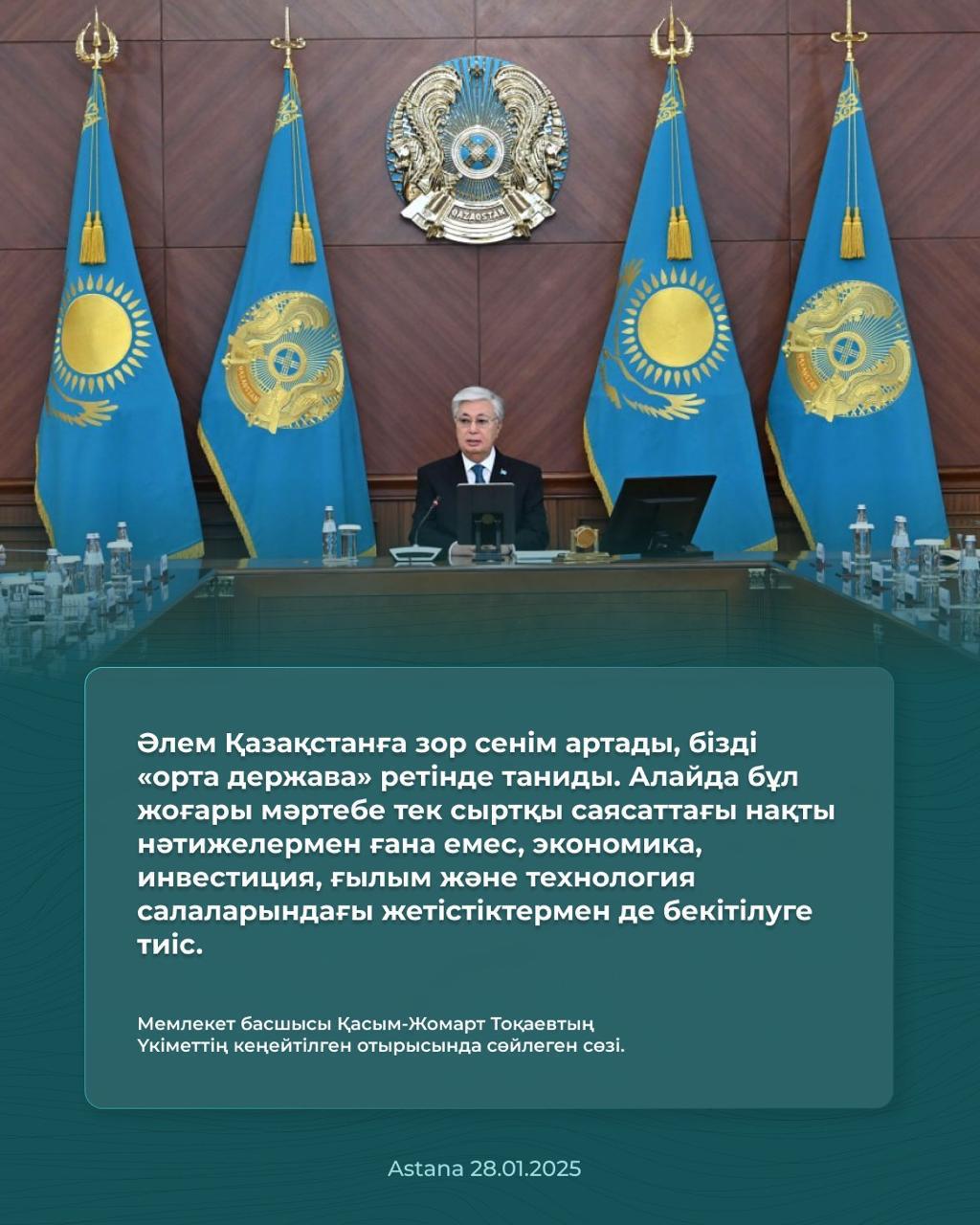 Мемлекет басшысы Қасым-Жомарт Тоқаевтың Үкіметтің отырысында сөйлеген сөзі